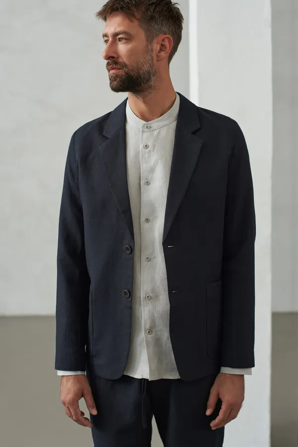 Blazer en coton bio et lin | noir "enver black linen", About Companions