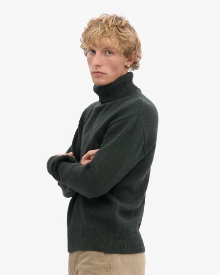 Pull col roulé en laine mérinos recyclée | vert "hunter green", Colorful Standard, photo 2