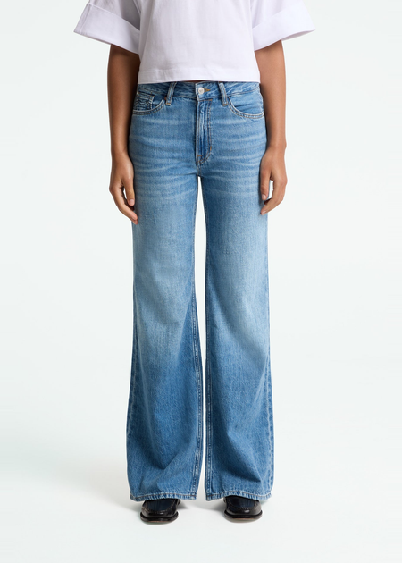 Jean évasé en coton bio | bleu "Jane hopcete electric mid - hopcete-electric-mid" - Kings of Indigo