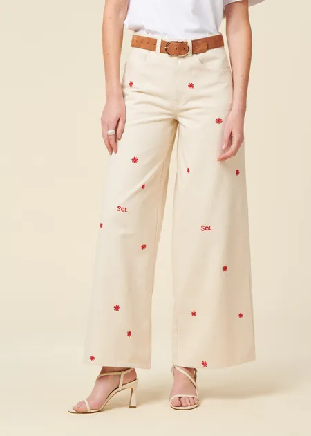 Jean ample en coton bio | écru "sol chain hedda pants", Thinking Mu, photo 3