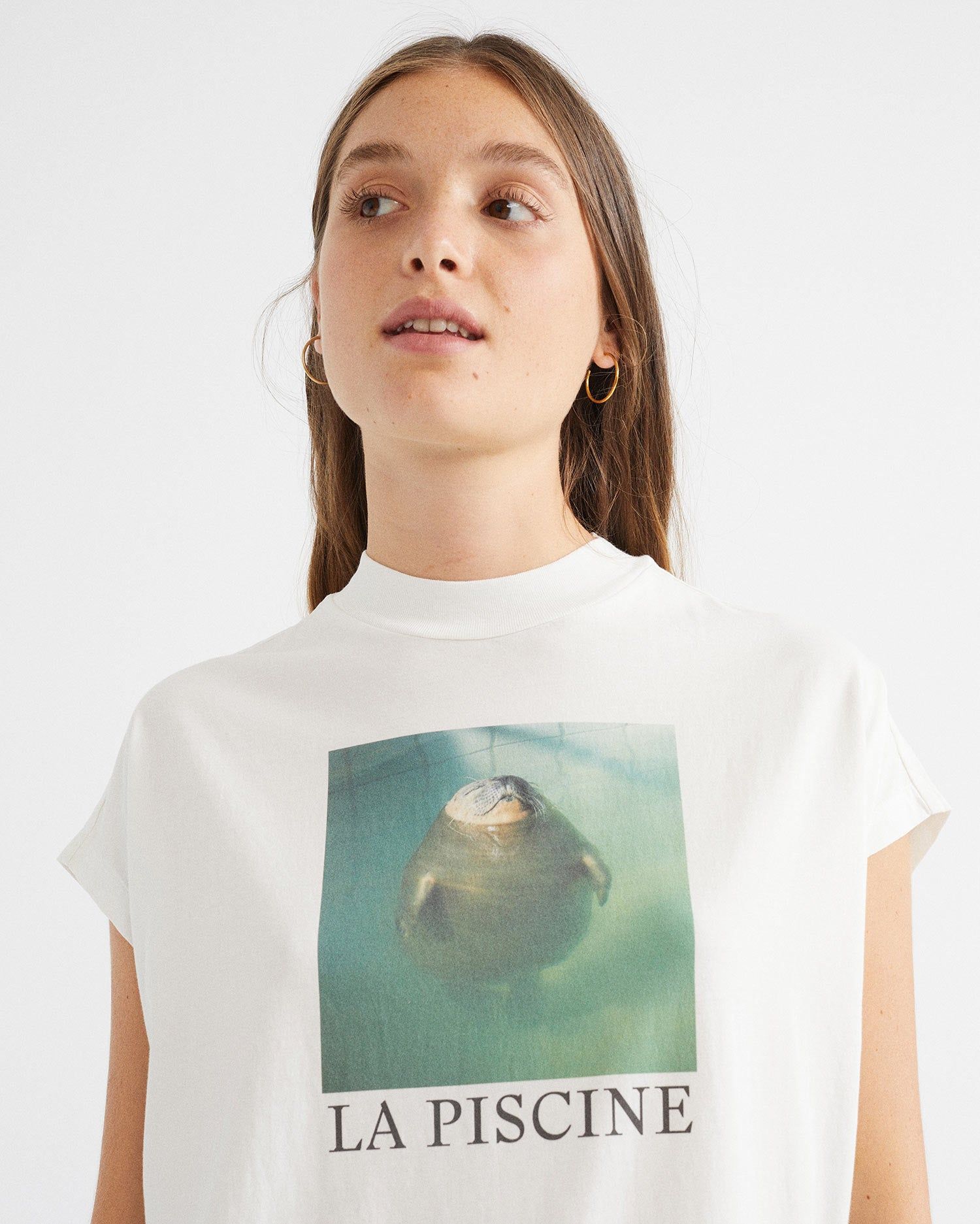 T-shirt blanc avec imprimé en coton bio - animals, Thinking Mu, photo 1
