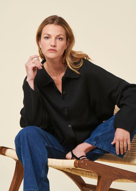 Gilet en coton bio | noir "anjo - black"