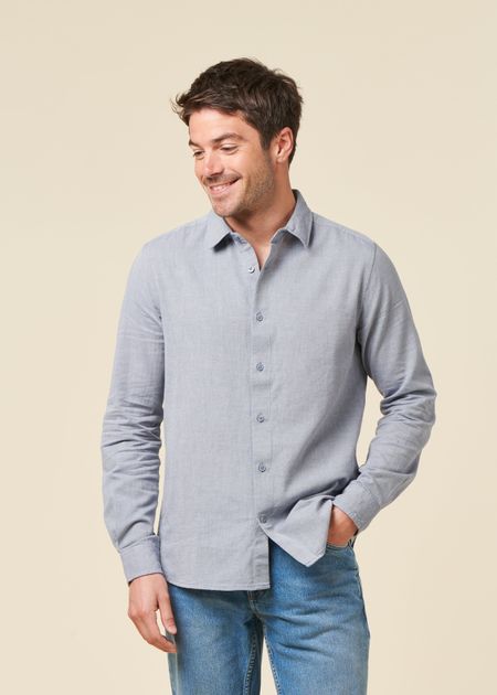 Chemise en coton biologique | bleu "regular fit light twill shirt - gots/vegan - 1226 vintage indigo" - Knowledge Cotton Apparel