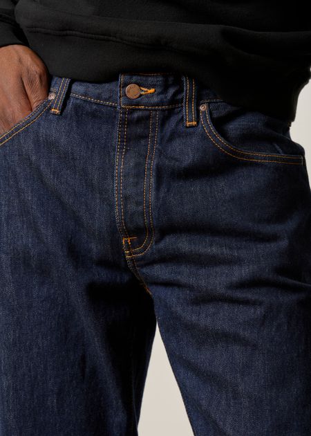 Jean droit large en coton bio  brut "rad rufus blue one wash" - Nudie Jeans