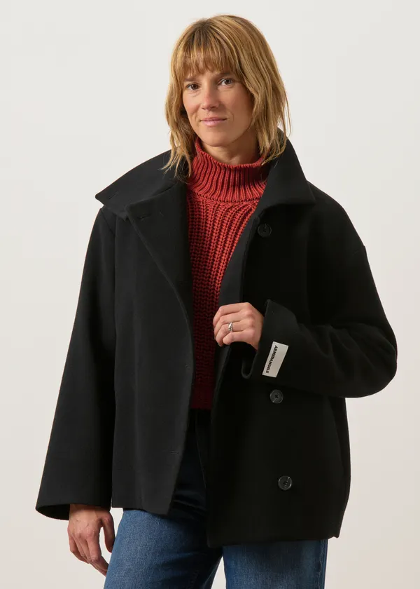 Manteau court en laine recyclée | noir "Majelaa wool jacket - black", Armedangels