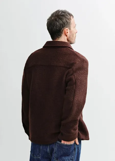 Surchemise en laine et coton bio | marron "Relaxed overshirt - rosewood brown", Rotholz, photo 4