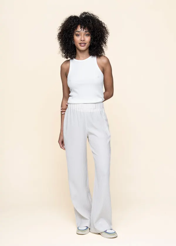 Pantalon froissé en tencel | blanc "hava - offwhite", Jan'n June