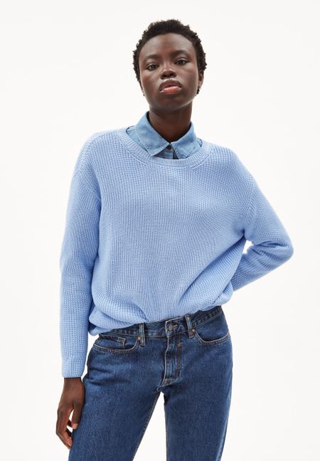 Pull bleu clair en coton bio - nuriellaa seafoam