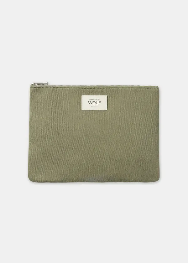 Pochette en coton bio | vert "sunset pouch kaki", Wouf