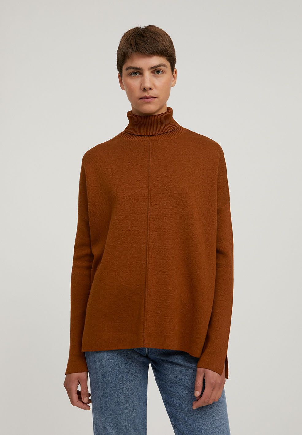Pull ample à col roulé terracotta en coton bio - ayakaa, Armedangels, photo 1