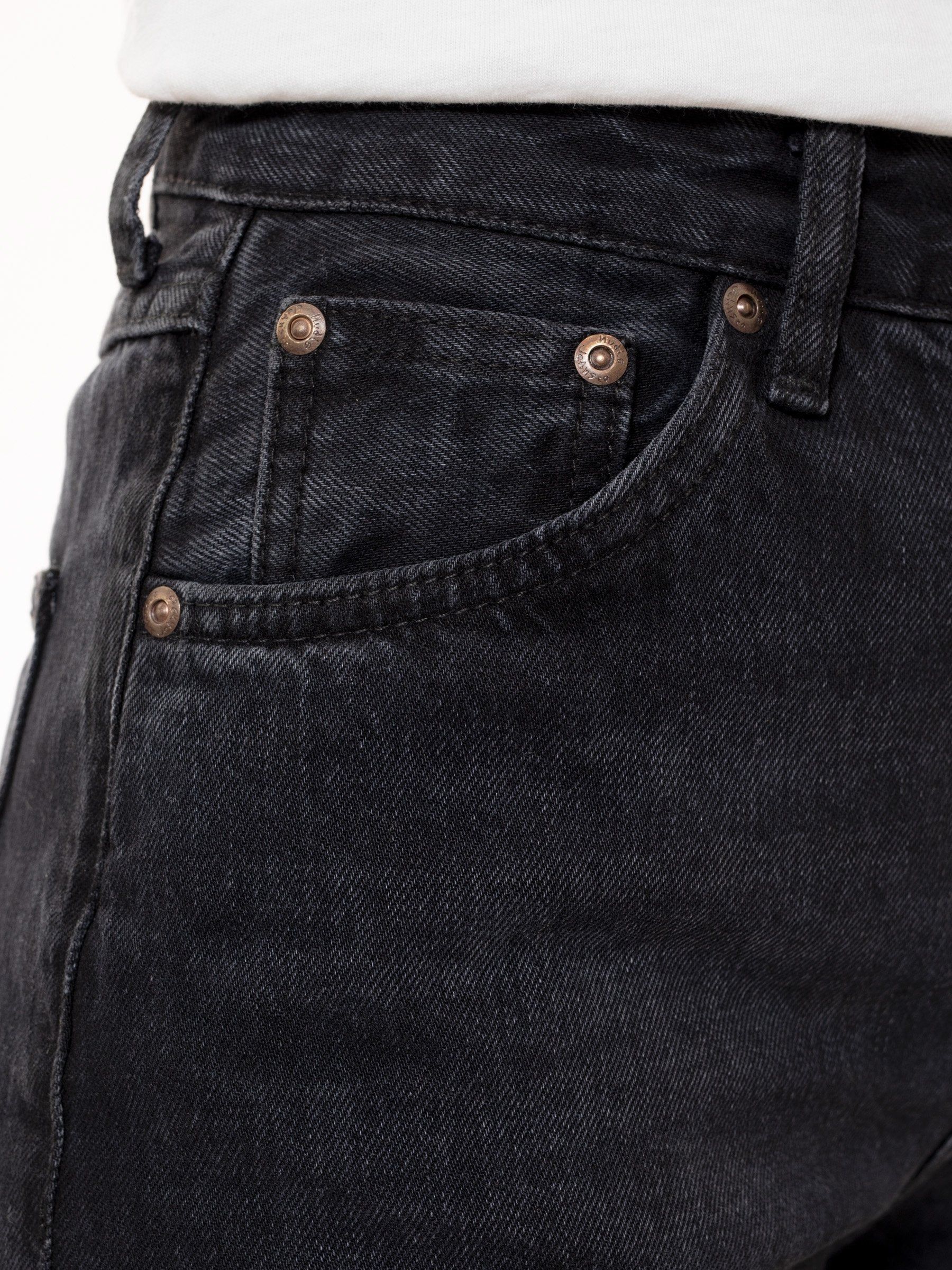 Verwaschene Jeans mit geradem Schnitt aus Bio-Baumwolle | Schwarz "lofty lo vintage black", Nudie Jeans, Foto 5