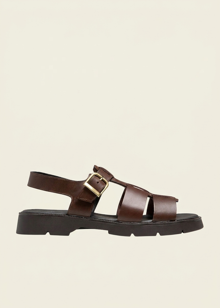 Sandales made in france en cuir tannage végétal certifié | marron "ballast vgt marron" - Kleman