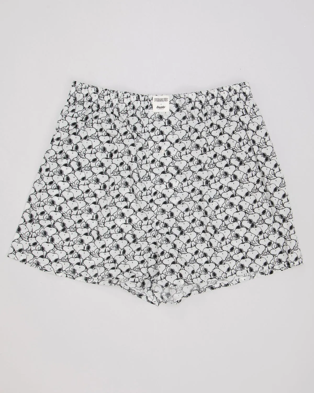 Caleçon à imprimés en coton bio | blanc "peanuts b&w cotton boxers ecru", Brava Fabrics, photo 1