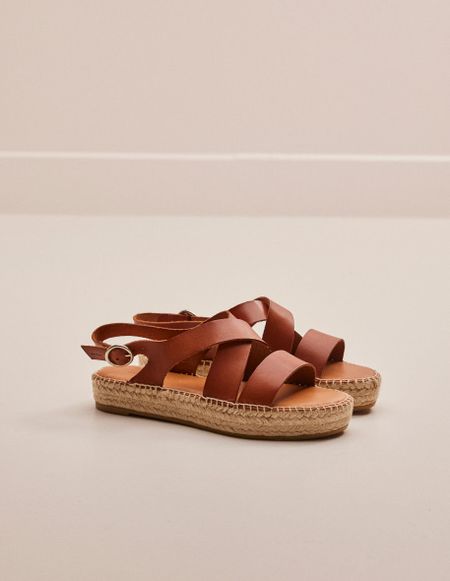 Sandales en cuir | marron "chantal cuir cognac"