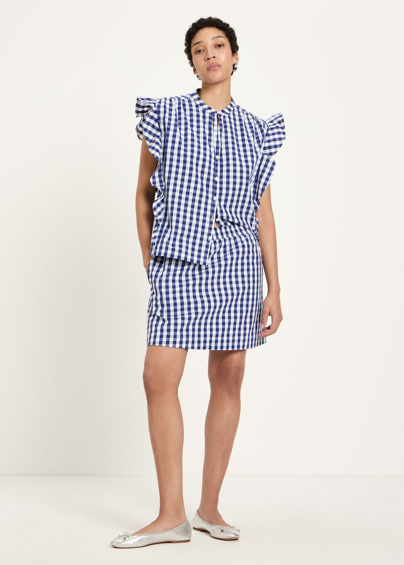 Bluse aus Bio-Baumwolle | Vichy-Karo Blau, Lanius, Foto 4