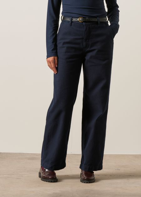Pantalon droit en coton bio | bleu "Wendy pants back sateen indigo" - Nudie Jeans