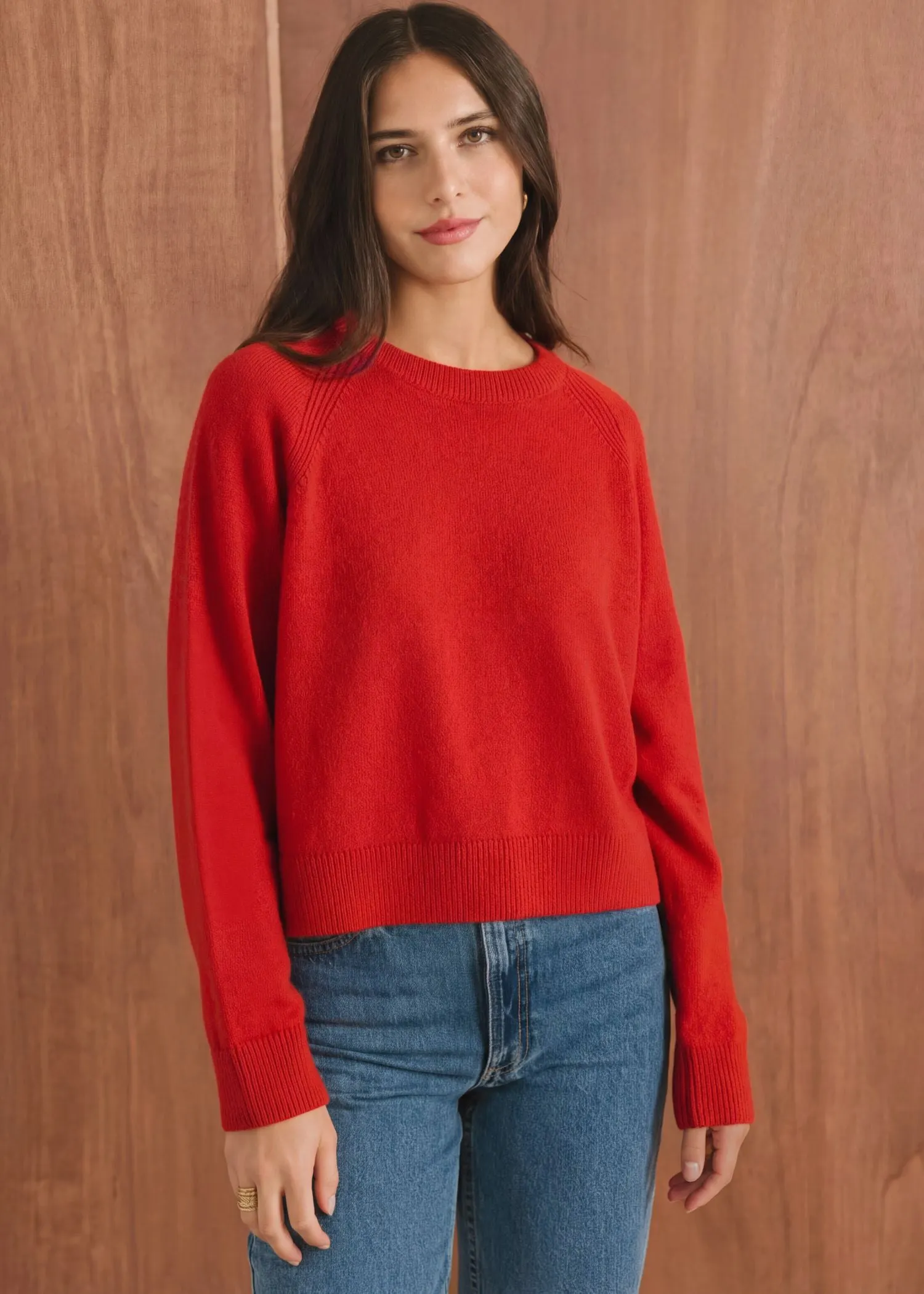 Pull boxy en laine mérinos recyclée | rouge, WeDressFair, photo 1