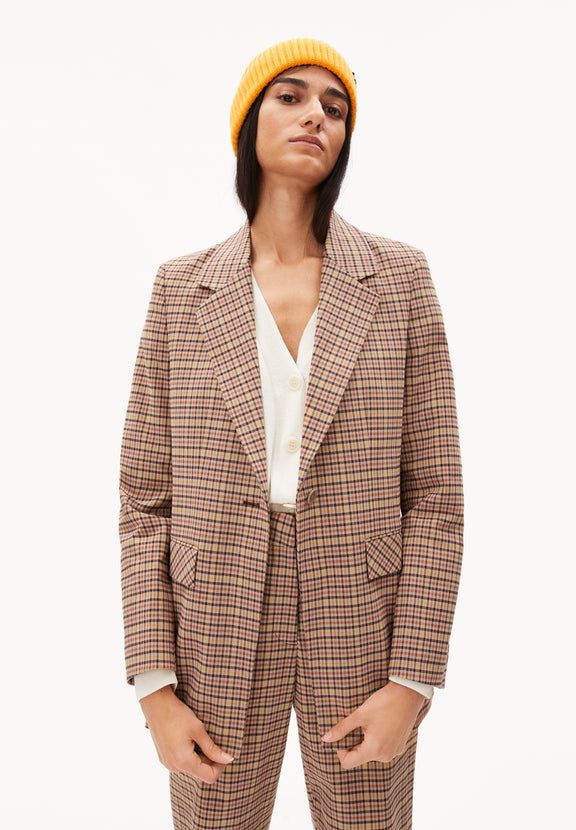 Blazer à carreaux en coton mélangé - andreaa tartan kitt-fudge, Armedangels, photo 1