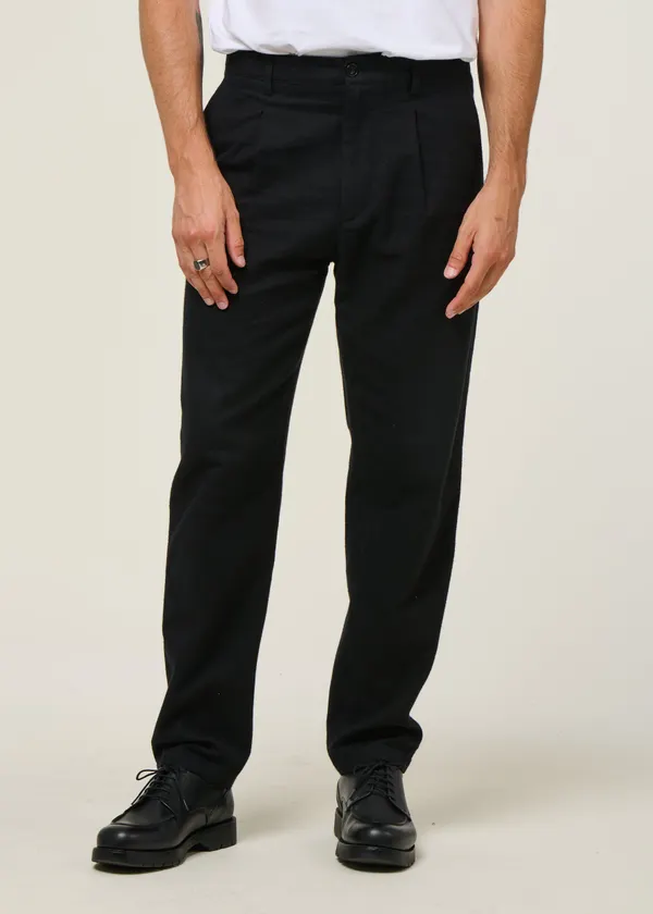 Pantalon droit flanelle en coton biologique | noir "flannel everyday pant - true black", Rotholz