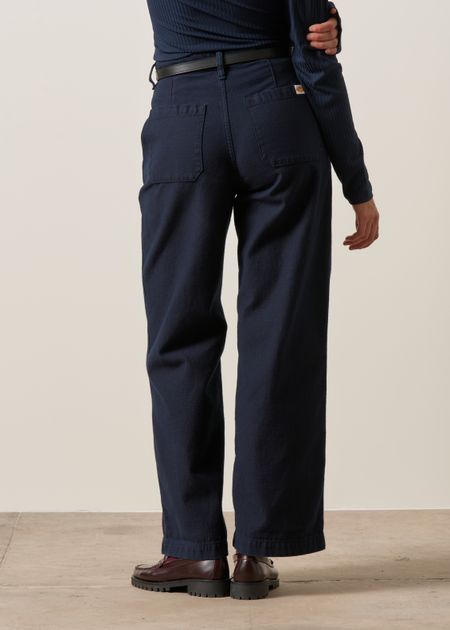 Pantalon droit en coton bio | bleu "Wendy pants back sateen indigo", Nudie Jeans, photo 3