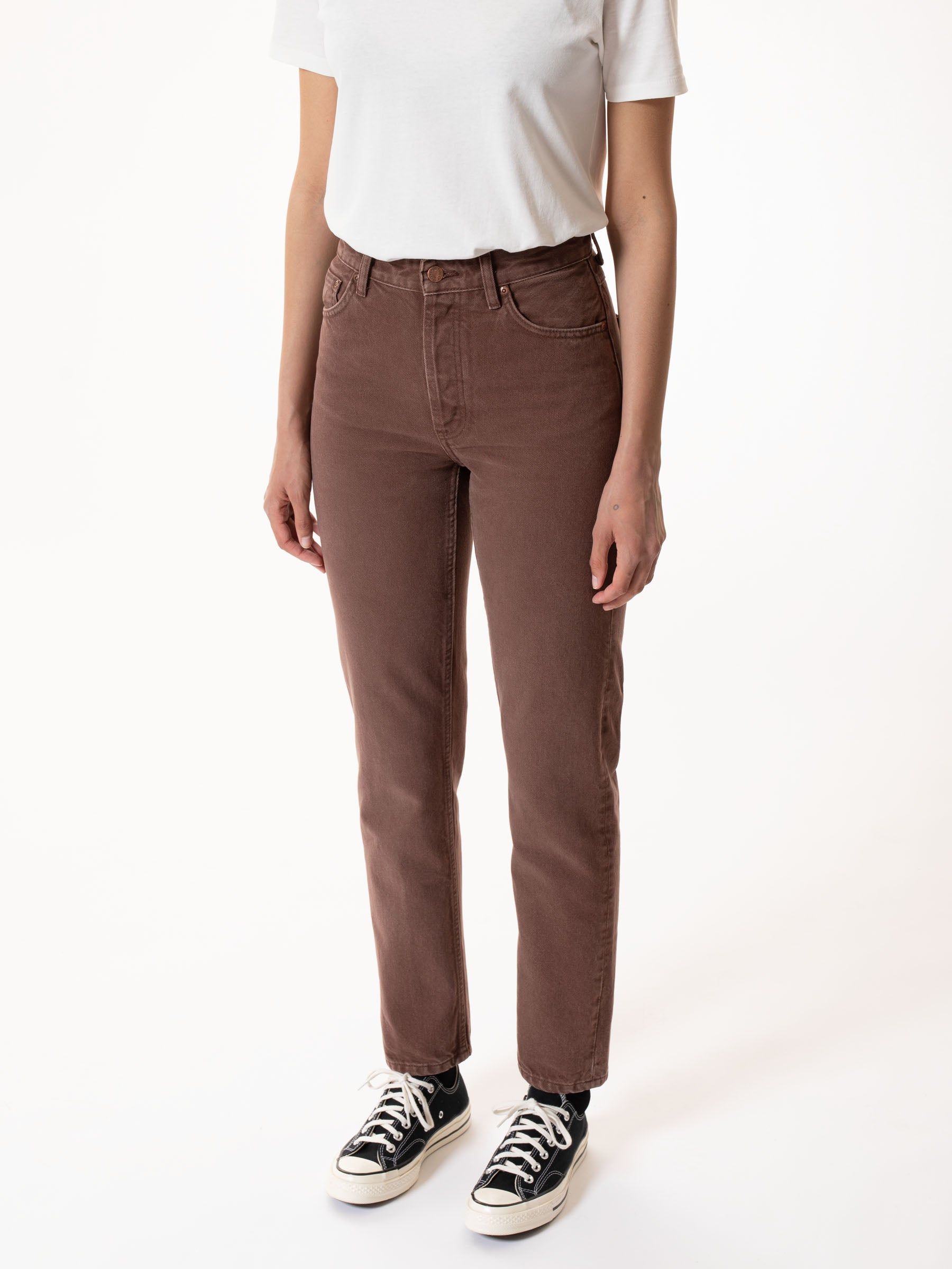Jean mom marron en coton bio - breezy britt washed cinnamon, Nudie Jeans, photo 4