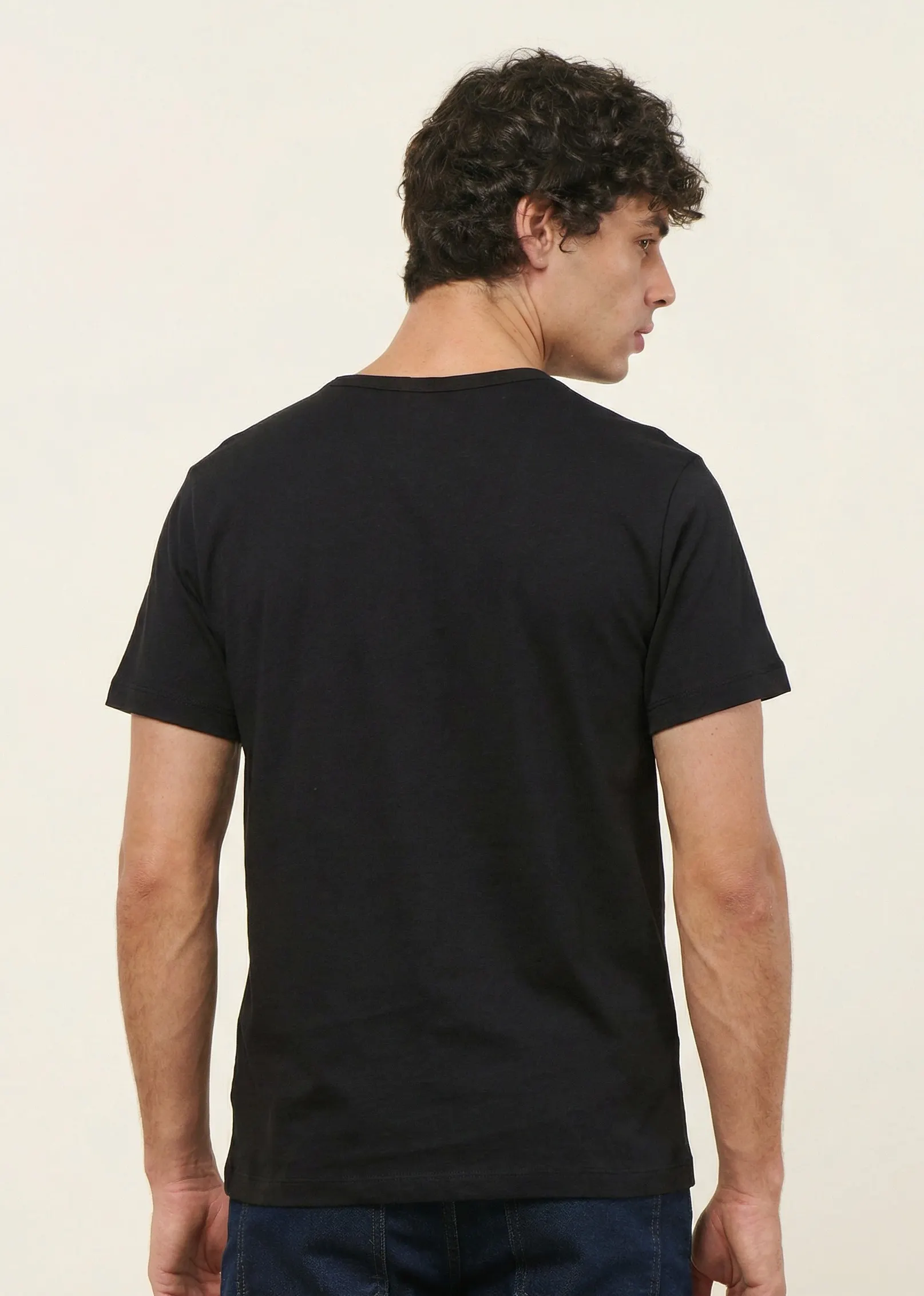 T-shirt classique en coton lin upcyclé | noir, WeDressFair, photo 3