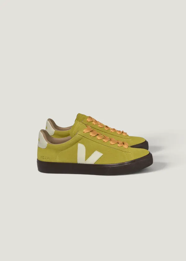 Baskets en suède et cuir sans chrome | jaune "campo bold suede liquor pierre", Veja