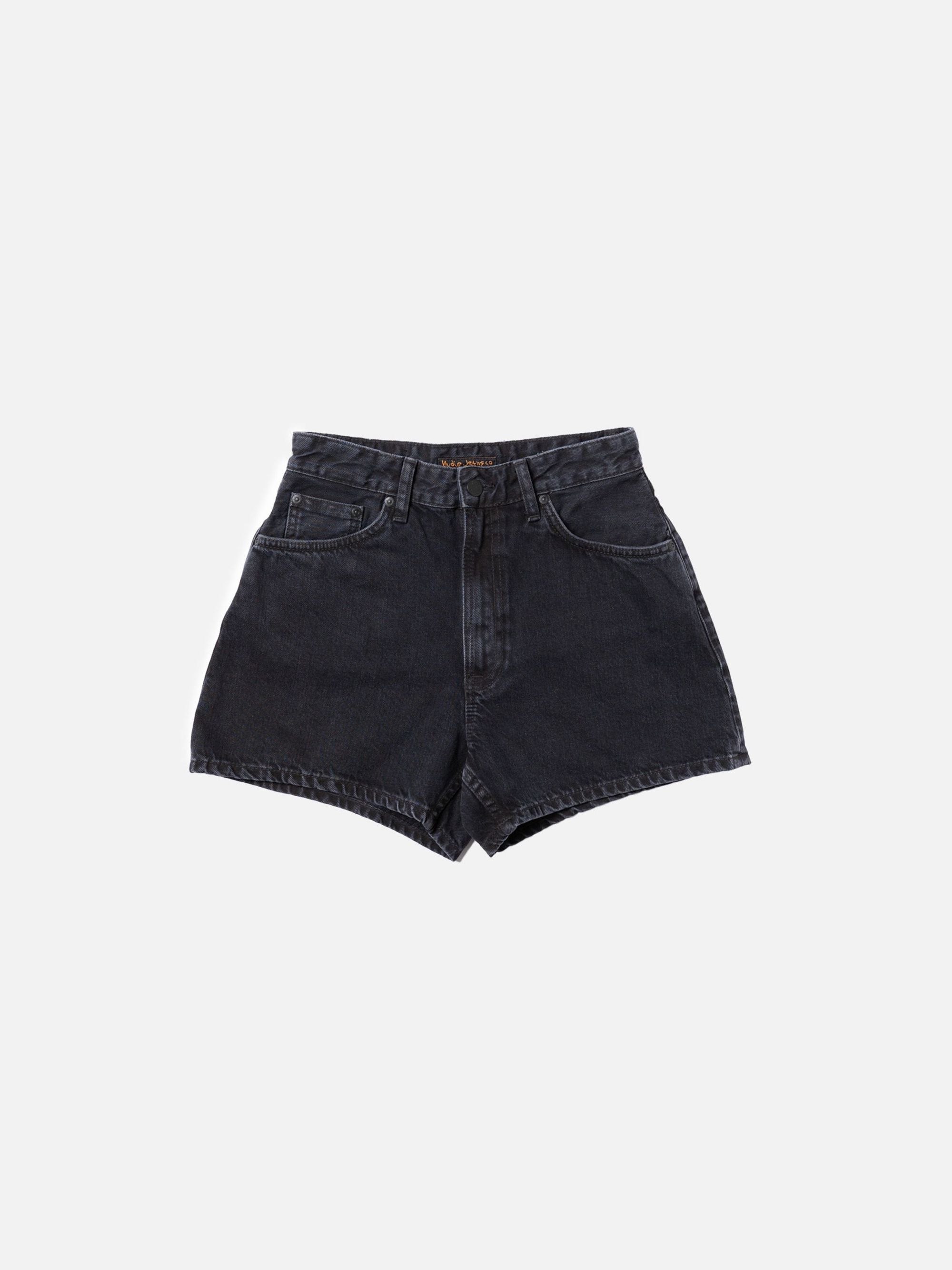 Short en jean de coton bio | noir "maeve denim shorts smooth black", Nudie Jeans, photo 1