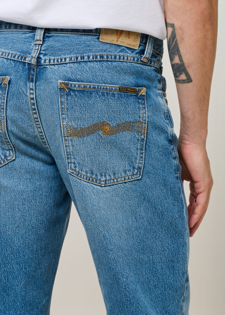 Jean droit large en coton bio | bleu délavé "rad rufus indigo blues" - Nudie Jeans
