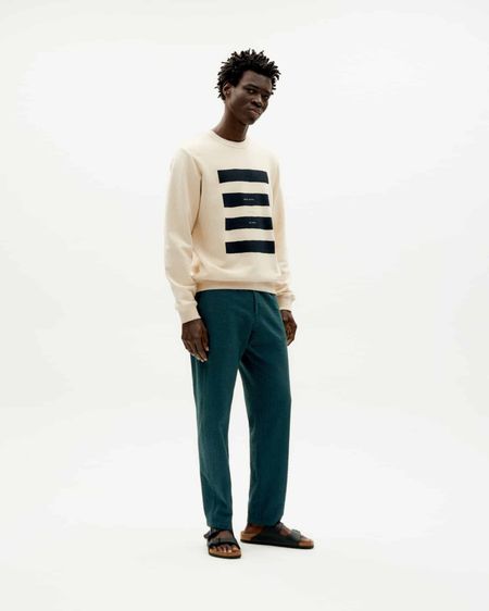 Sweat en coton bio | écru à motif imprimé "hello playa sweatshirt ivory", Thinking Mu, photo 4