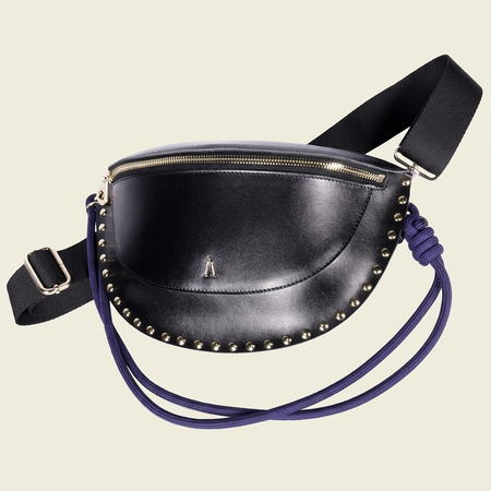 Banane cuir tannage végétal | noir "smile clou - noir h25" - Craie Studio