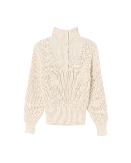 Lockerer Pullover mit hohem Kragen aus recycelten Materialien | Weiß "white susi knitted sweater", Thinking Mu, Foto 6