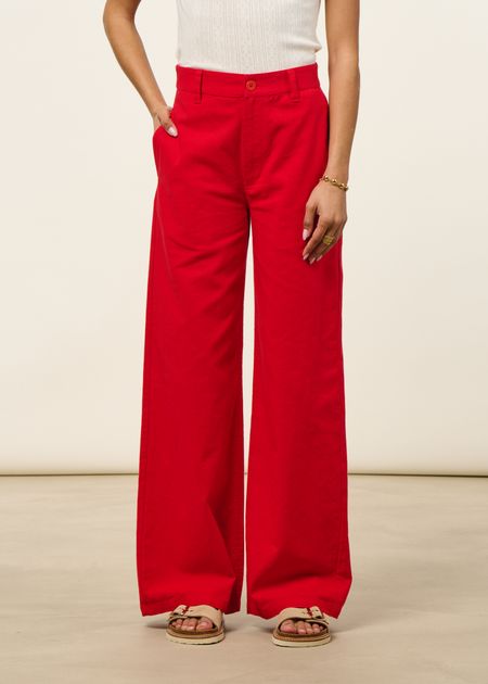 Pantalon en coton bio | rouge "clavel karina pants - red" - Thinking Mu