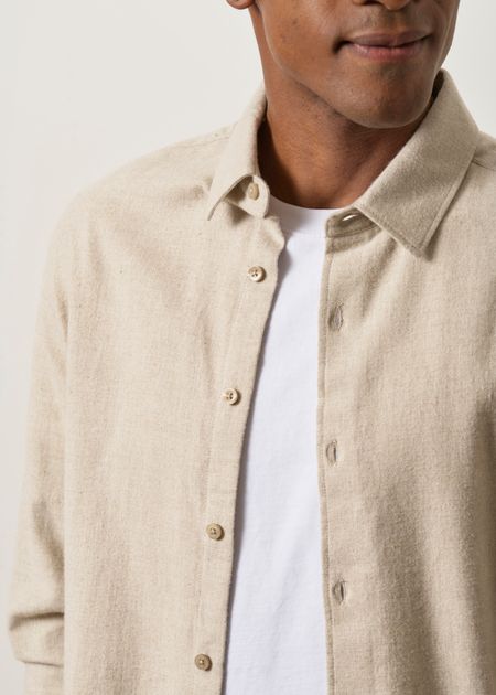 Chemise flanelle en coton bio | beige "dune regular flannel shirt - light feather gray" - Knowledge Cotton Apparel