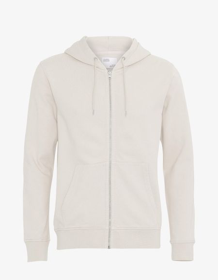 Sweat à capuche zippé blanc cassé en coton bio - classic organic zip hood ivory white