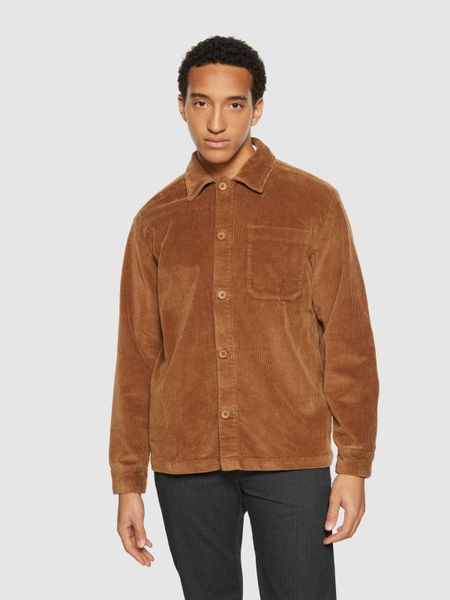 Surchemise en velour de coton bio | marron "stretched 8 wales corduroy overshirt dachshund"