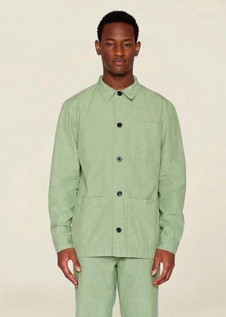 Surchemise en coton bio | vert "slub yarn overshirt shale green"