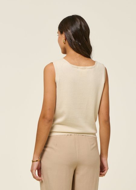 Top maille en coton bio | écru "maindi - ivory", SKFK, photo 3