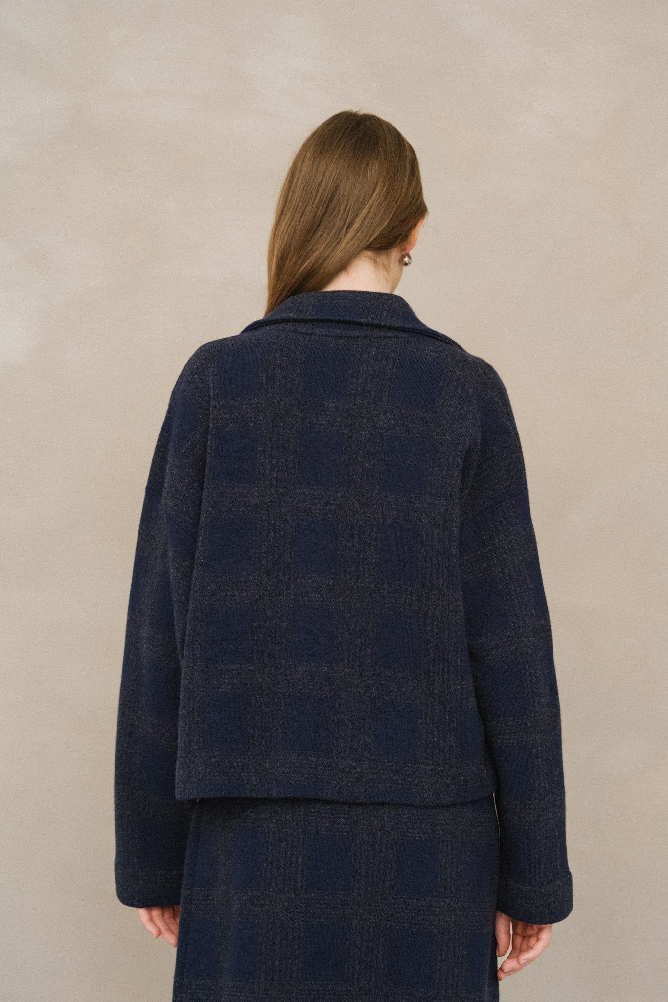 Jacke aus Bio-Baumwolle und Wolle | Marineblau "joaalison check - night sky-steel melange", Armedangels, Foto 4