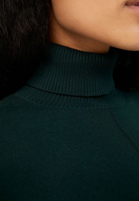 Robe pull à col roulé vert bouteille - siennaa vintage green, Armedangels, photo 4