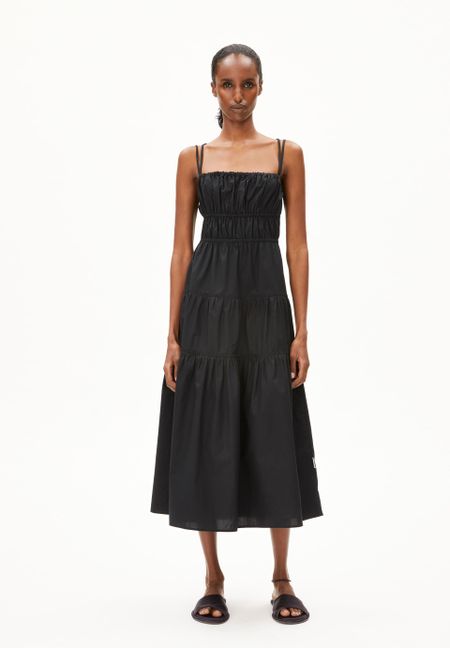 Robe tissée en coton bio  | noir "hetmalaa - black"