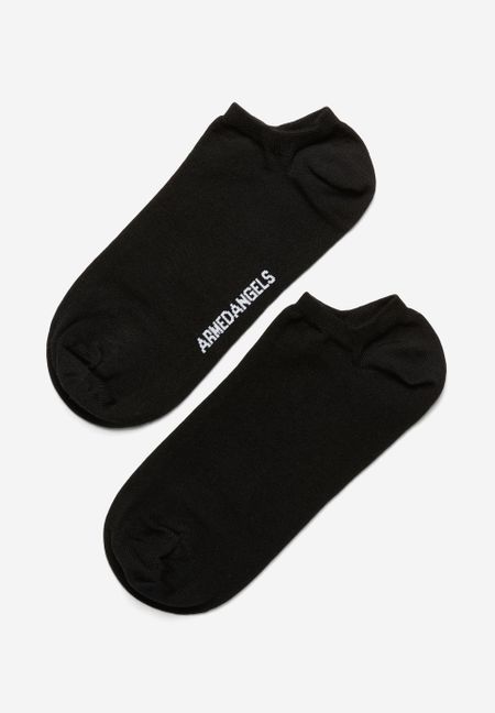 Chaussettes courtes noires en coton bio - saalvo - black