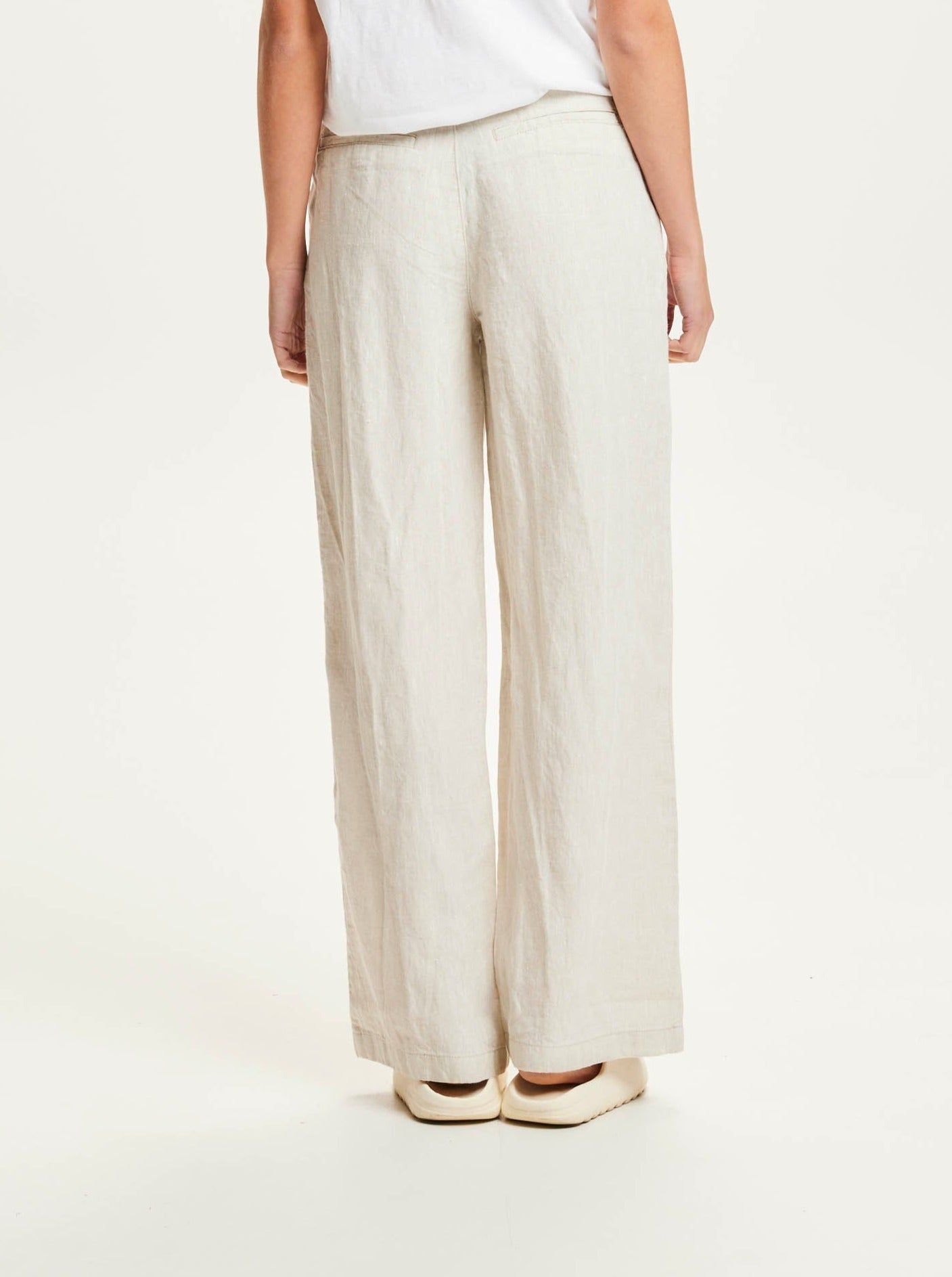 Pantalon ample beige en lin - posey natural linen pants light feather gray, Knowledge Cotton Apparel, photo 2