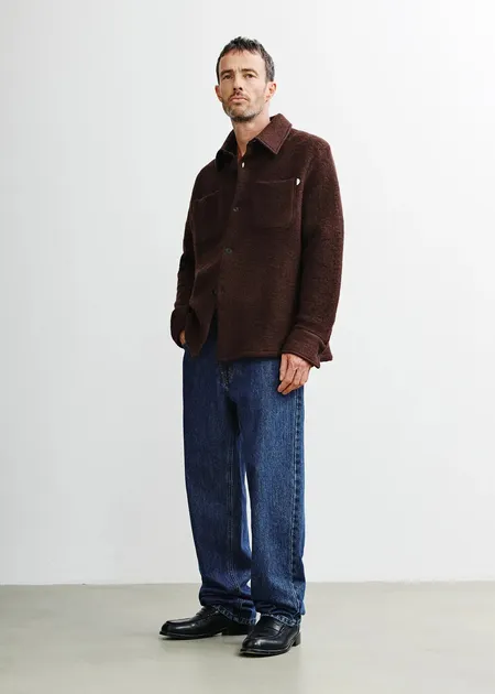 Surchemise en laine et coton bio | marron "Relaxed overshirt - rosewood brown", Rotholz, photo 3