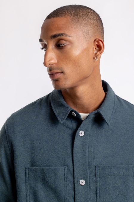 Chemise en flannelle verte en coton bio - casual shirt green speckle, Rotholz, photo 2