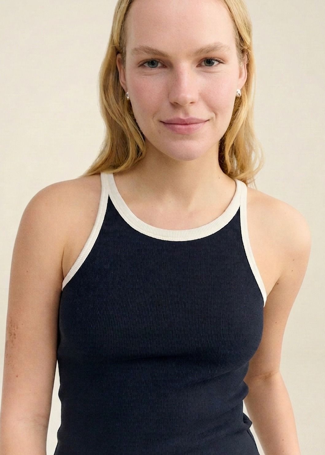 Tanktop aus Bio-Baumwolle | Marine "navy pannacota contrast harriet top", Thinking Mu, Foto 2