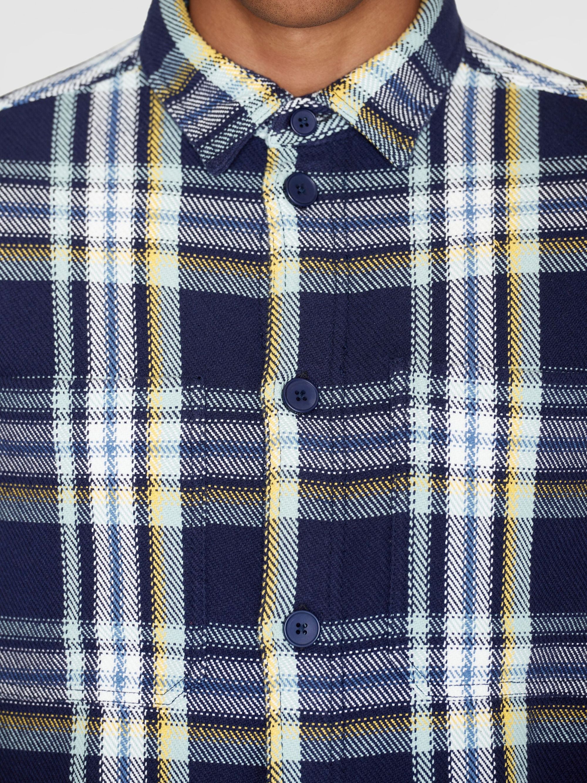 Kariertes Overshirt aus Bio-Baumwolle | Blau "checked overshirt blue check", Knowledge Cotton Apparel, Foto 2