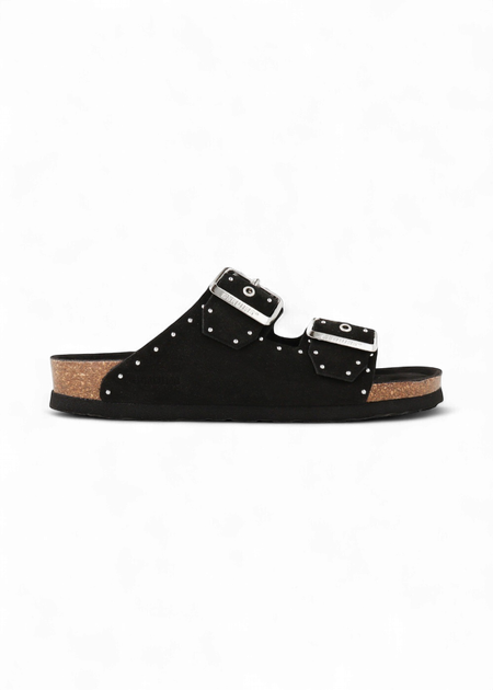 Sandales black en cuir certifié | noir "honolulu lead velour black" - Genuins