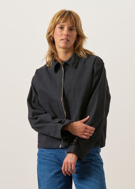 Veste en toile de coton biologique | noir "Lana jacket duck canvas - black" - Nudie Jeans