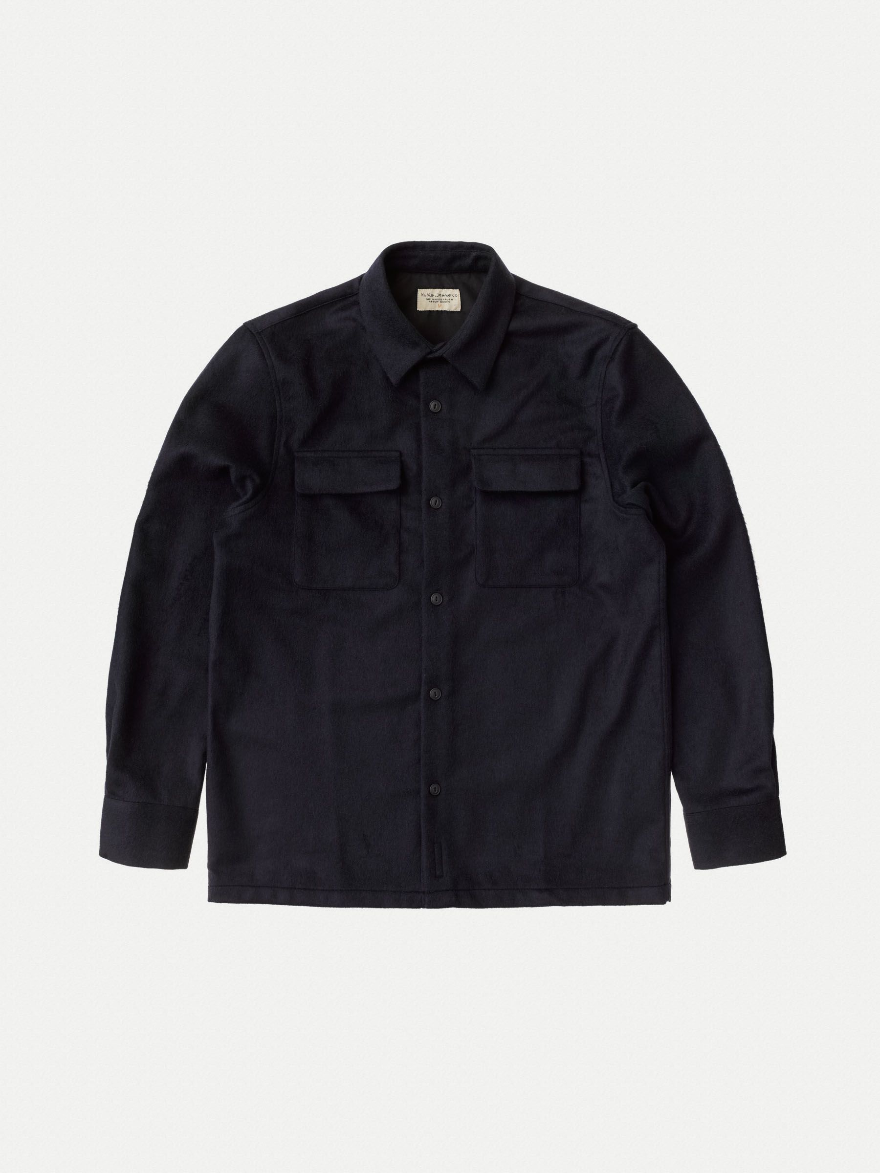 Surchemise bleu marine en laine recyclée - sten wool solid navy, Nudie Jeans, photo 7